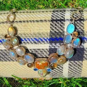 Powerful 💫 Moonstone/Unakite/Jasper/Topaz/Aquamarine Necklace 925 stamped